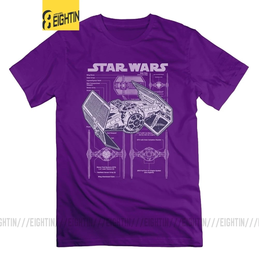 Звездные войны Дарт вейдерс Tie Fighter футболка круглый воротник Топы Футболка короткий рукав тройники хлопок винтажные мужские принты - Цвет: Фиолетовый