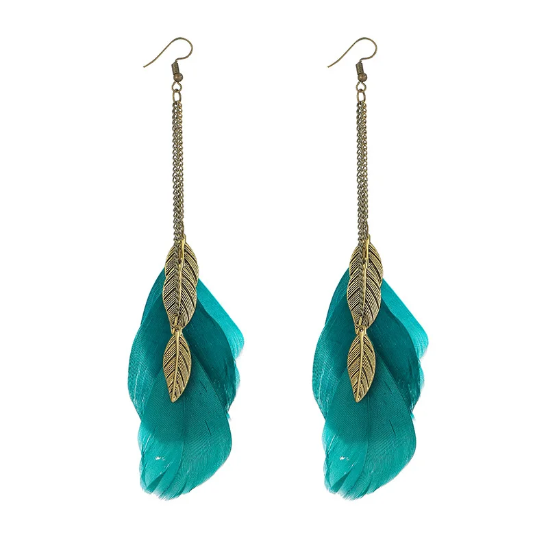 

Fashion Fairy Long Chain Tassel Feather Earrings For Women 2020 Bohemia Summer Retro Ethnic Golden Leaf Alloy Earings Pendientes