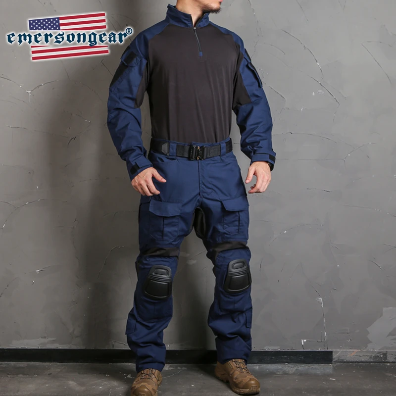 Emersongear Blue Label G3 Gen3 тактическая Боевая рубашка темно синяя с налокотниками
