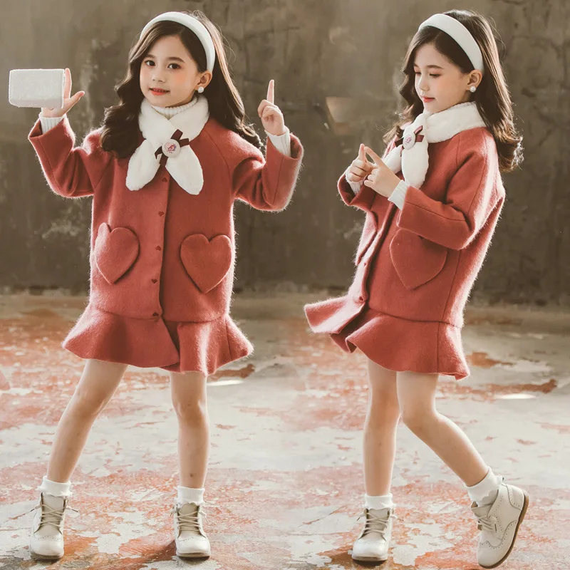 

Girls Baby's Kids Coat Jacket Outwear 2021 Mermaid Thicken Woolen Cloth Warm Winter Autumn Overcoat Children's Clothing