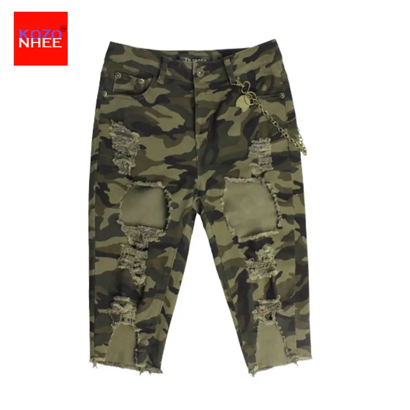 Узкие рваные джинсы с завышенной талией для женщин тонкие потертые