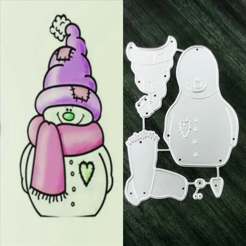 

Металлические штампы в виде рождественского снеговика для рукоделия, скрапбукинга, альбома, бумаги, открытки, декоративные поделки тиснени...