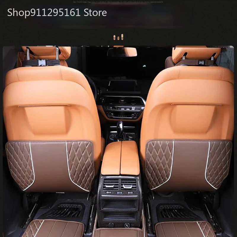 

For BMW 7 Series G11 G12 Accessories 2016 2019 2020 PU Leather Car Seat Anti-Kick Mat Rear Row Seats Cover Back Protection Mats