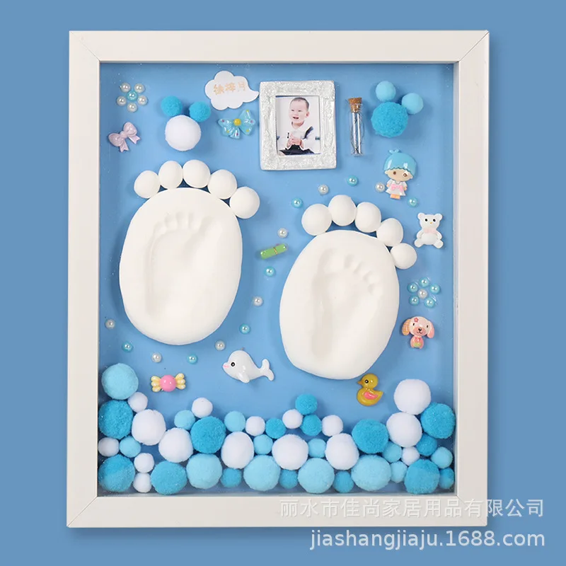 Blue Моделирующая глина, ручная Лапка, сделай сам, детская фоторамка, светодиодный светильник, слизи, ручная печать, следы, цветная глина, сувенир для новорожденных, пластилин - Цвет: Blue