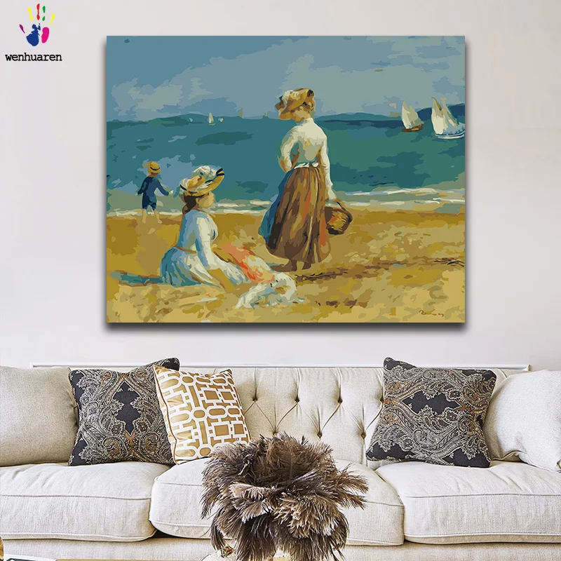 Diy Рисование по номерам картина с наборами женщины на пляже элегантный и красивый