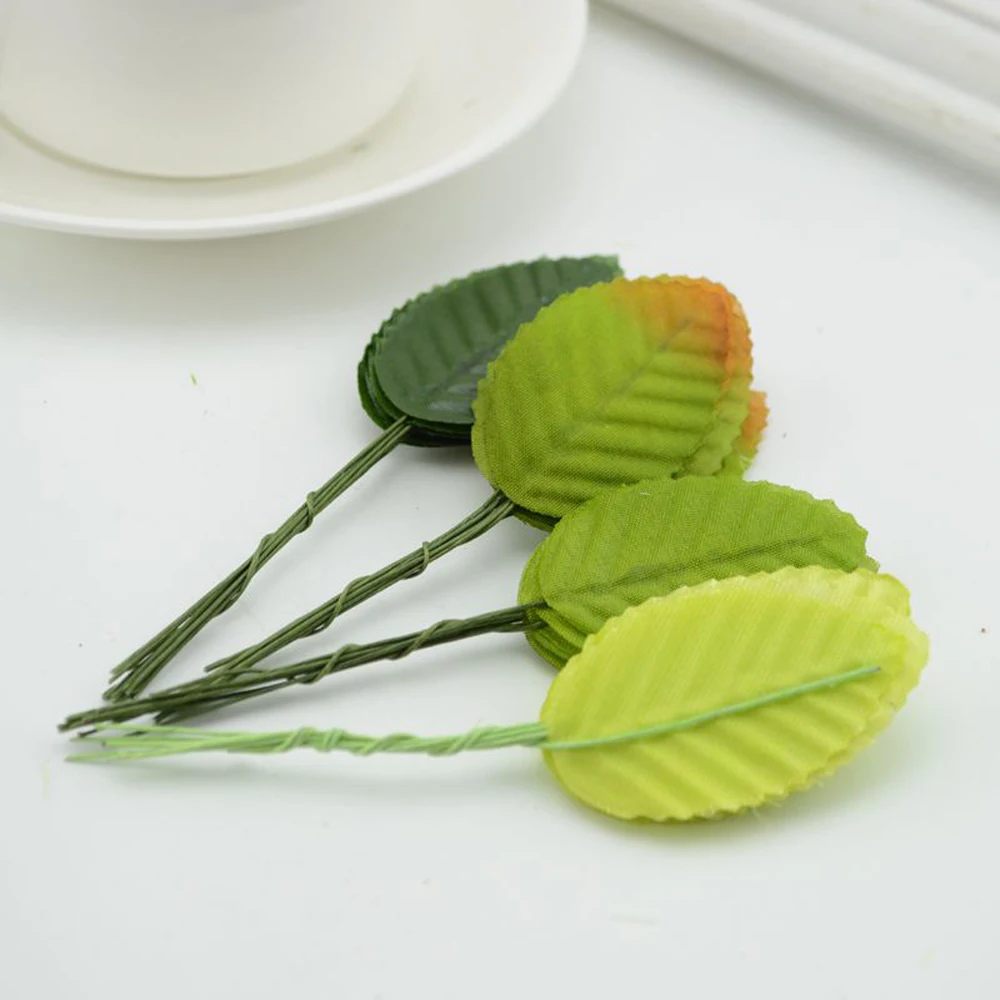 30 шт. мини нейлоновые шелковые листья в форме листа искусственные цветы для