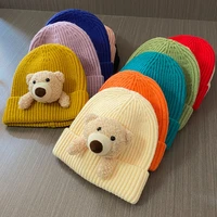 48 54cm autumn winter baby girls boys bear hats wool knitted cute accessories toddler kids hat cap cotton 2 to 8 yrs