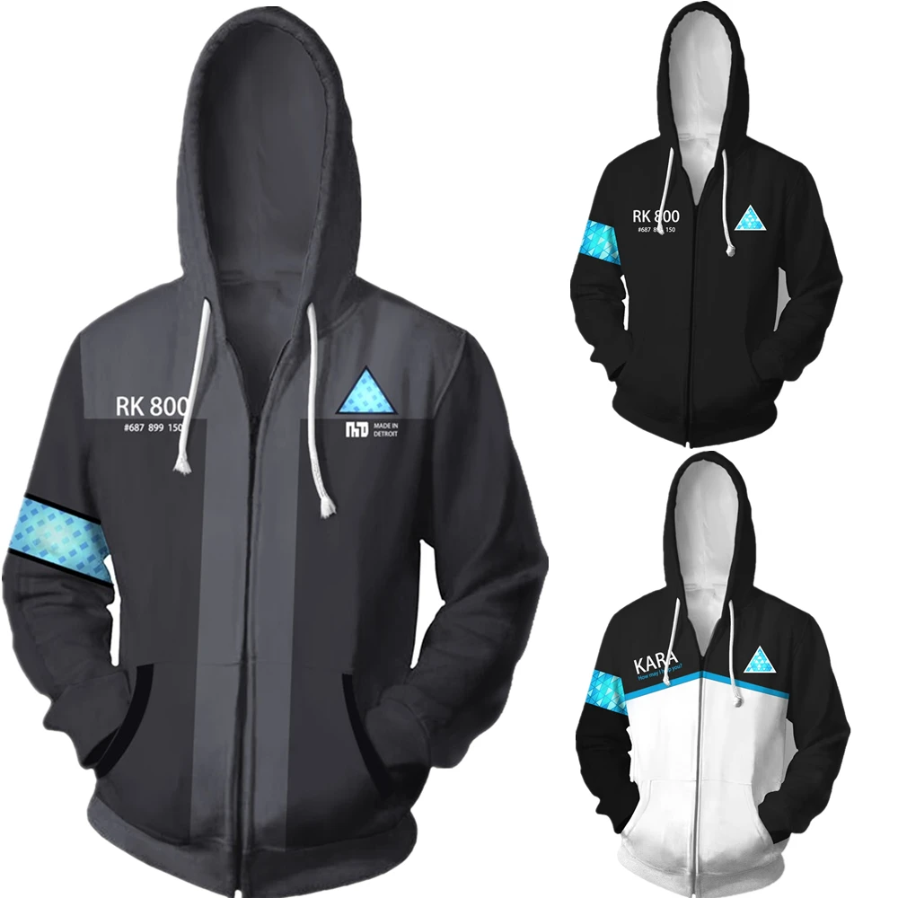 

Detroit Become Human Connor RK800 3D Print Hoodies Sweatshirts Cosplay Hooded Casual Coat Jacket