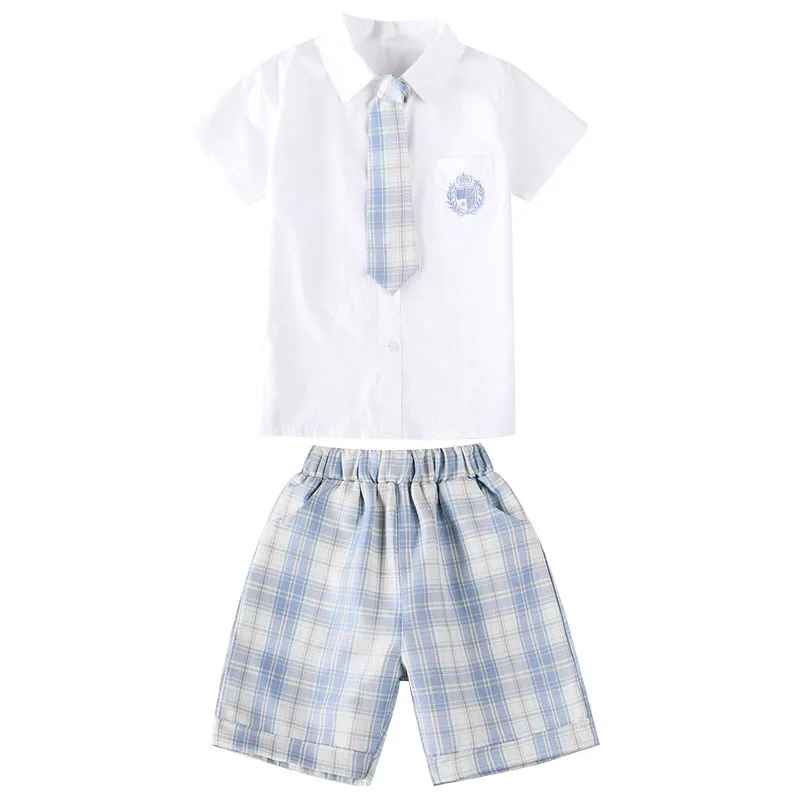 

2021 Japanese Style Kids Sailor Dress Girls Boys Japan School Uniform Pleated Skirt Pants Navy Cotton Short Sleeve Kawaii Suit