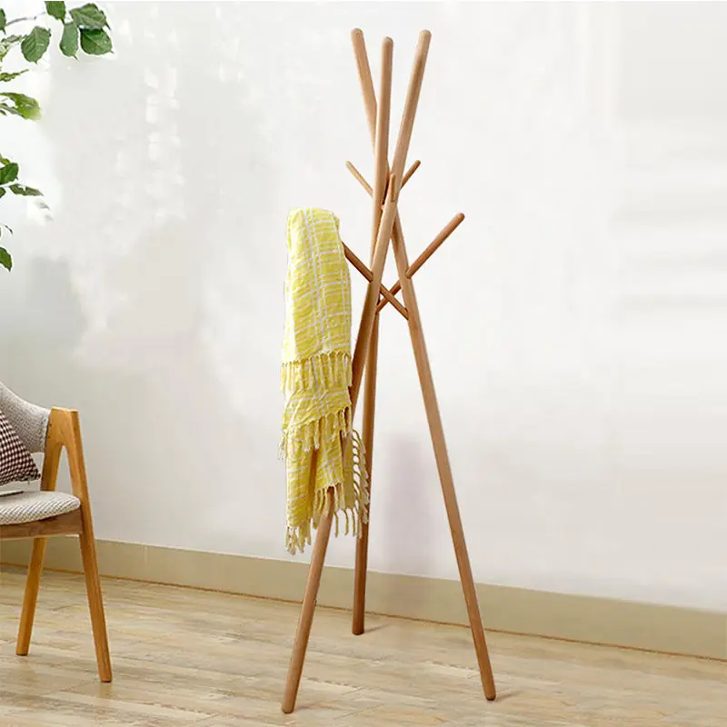 

Solid Wood Coat Rack Floor Creative Beech Wood Hanger Nordic Simple Modern Vertical Walnut Hotel Bed and Breakfast Hanger