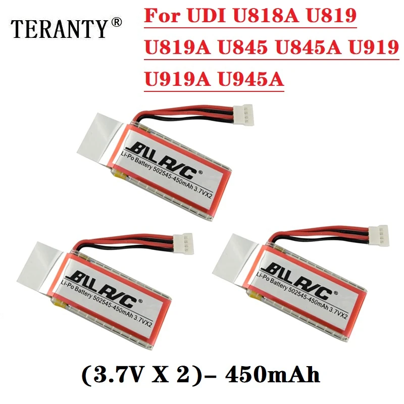 1 10 шт. 7 4 в 450 мАч Lipo аккумулятор для UDI U818A U819 U819A WiFi FPV U845 U845A U919 U919A U945A Дрон