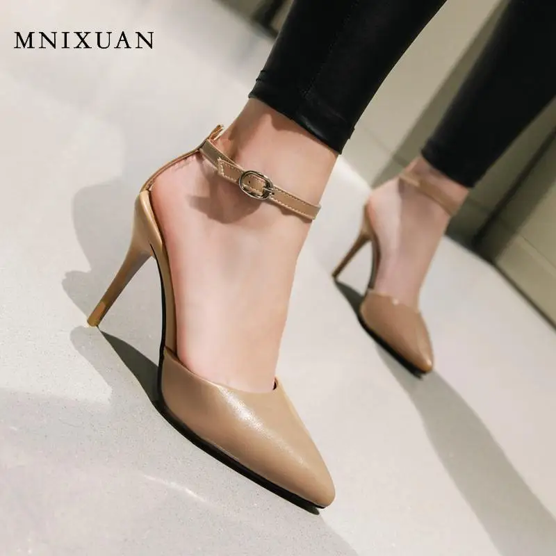 Женские босоножки с острым носком MNIXUAN розовые сандалии ремешком на щиколотке