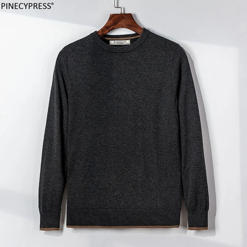 

100% Cotton Anti-pilling Anti-static Warm Man Long Sleeve O-neck Knitwear Pullover Male Knitted Clothing Autumn Men Sweater