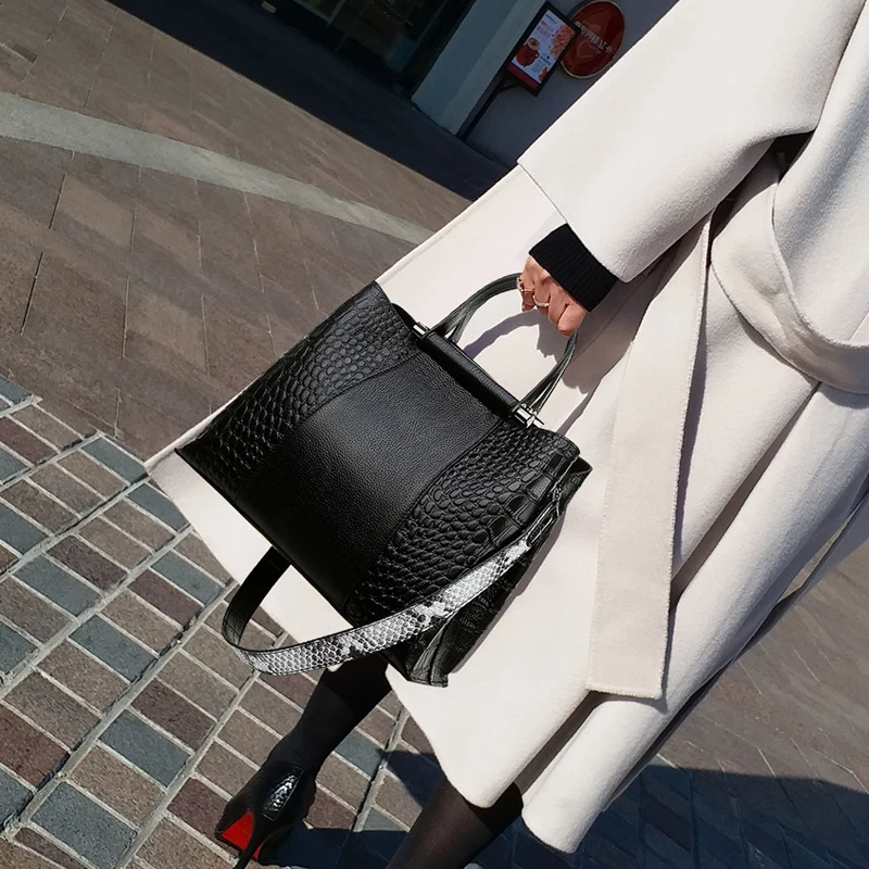 Женская кожаная сумка через плечо черная Повседневная 2019 | Багаж и сумки