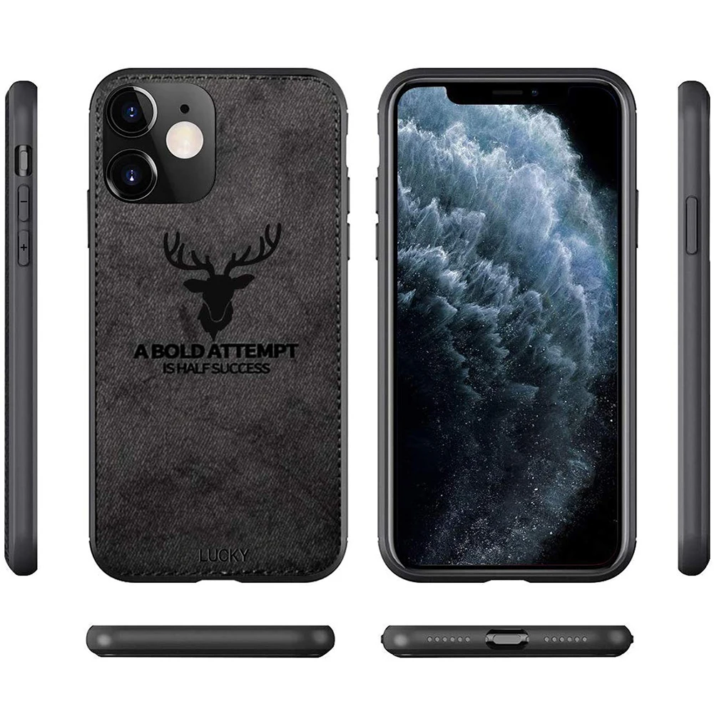 Magnetic Cloth Skin Deer Pattern Phone Case for iPhone 11 Pro Max X XS XR Soft TPU Embossed Texture Shockproof Cover Huawei |