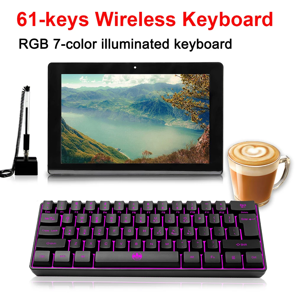 

FOR 61 Keys RGB Backlit 2.4G Bluetooth-compatible Dual Mode Wireless Keyboard Gaming Computer Keyboard for Gamer PC Laptop
