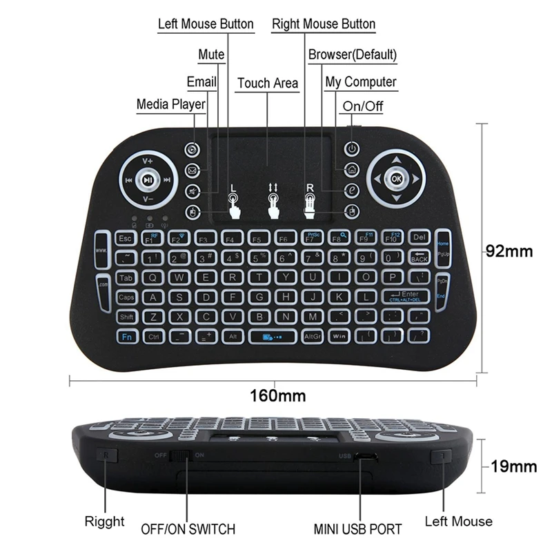 Беспроводная мини-клавиатура с мышью Presspad/пультом дистанционного управления
