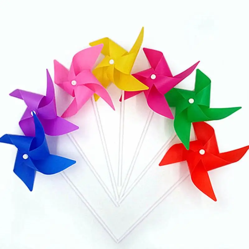 

10 Pcs/lot New Funny DIY Four Leaves Windmill Solid Color Shooting Activities Decorative Windmill Figure Toys for Kids Gift