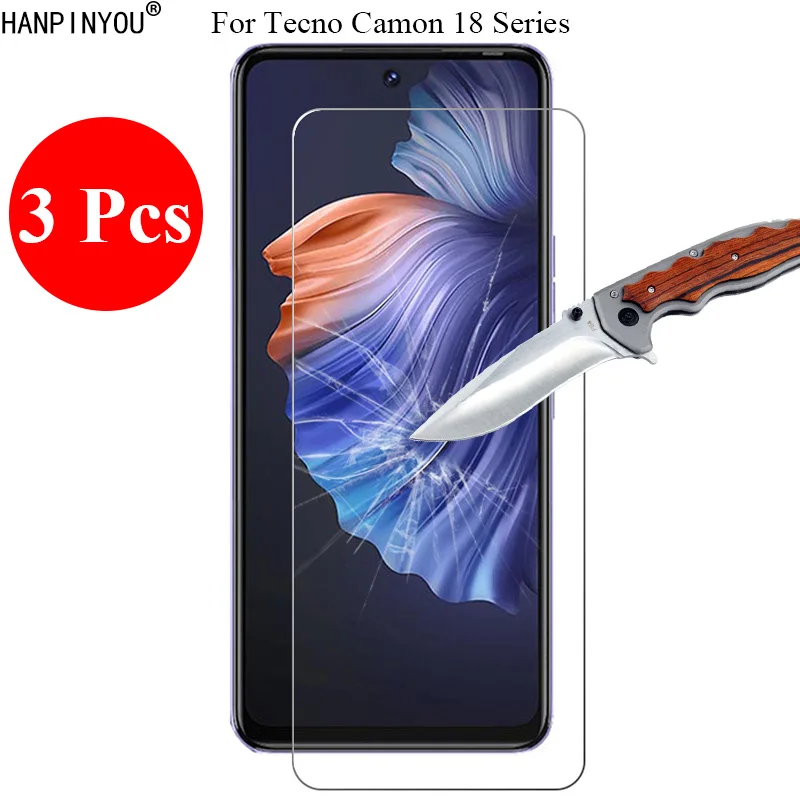 

Закаленное стекло для Tecno Camon 18 18T 18i P 18P Premier 9H 2.5D, Защитная пленка для экрана с инструментами для очистки, 3 шт./лот