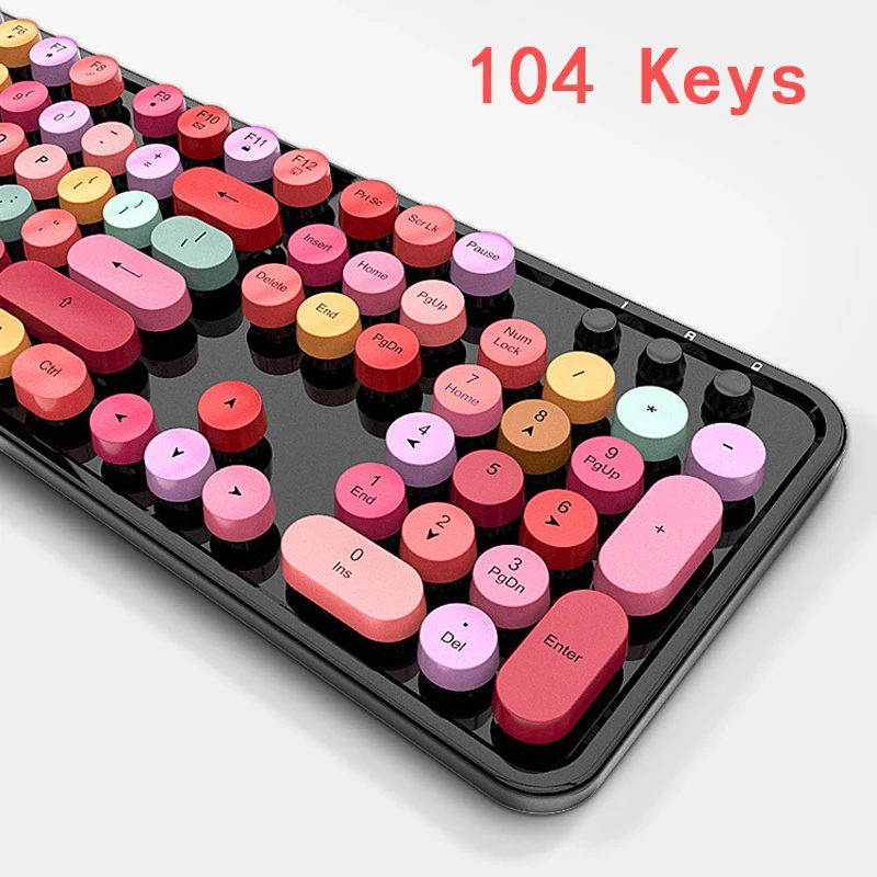 Мультимедийные кнопки женский набор клавиатуры и мыши 2 4G беспроводная
