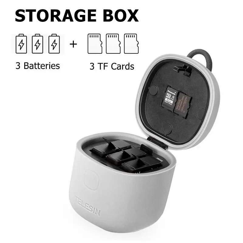 AllinBox 3 в 1 для Go Pro 8 зарядное устройство TF карты памяти чехол хранения коробка GoPro
