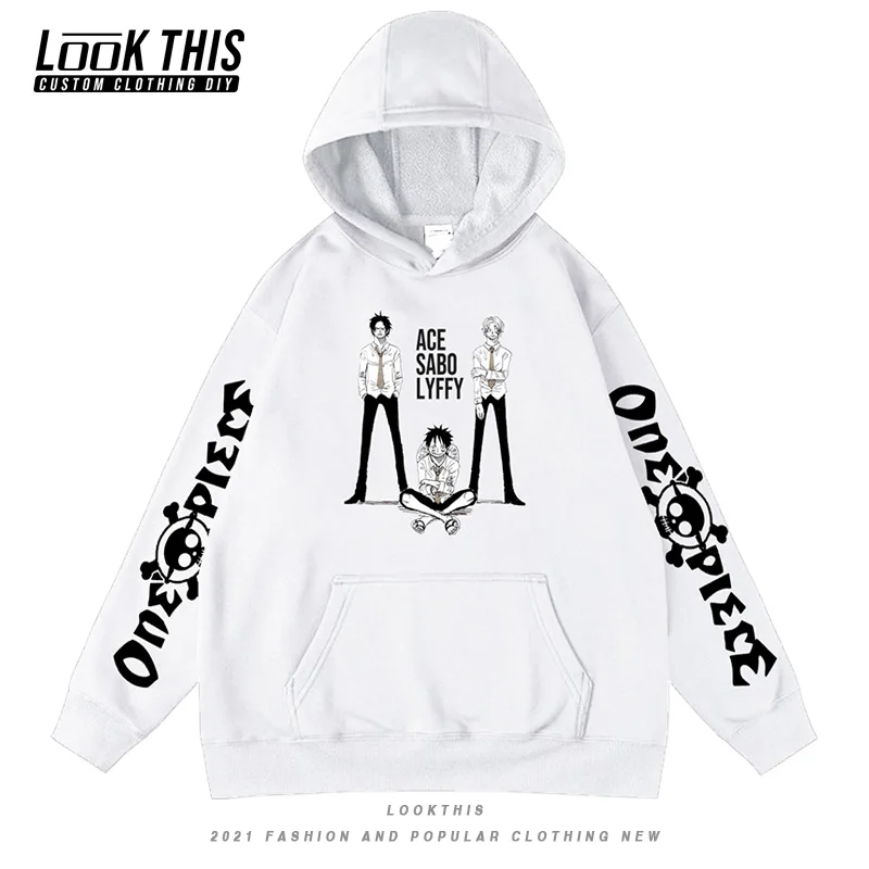 

One Piece Popular Anime Hoodies Mens Fleece Oversized Sweatshirts Boy Teen Streetwear Hooded Hoody Loose Male Long Sleeve Tops
