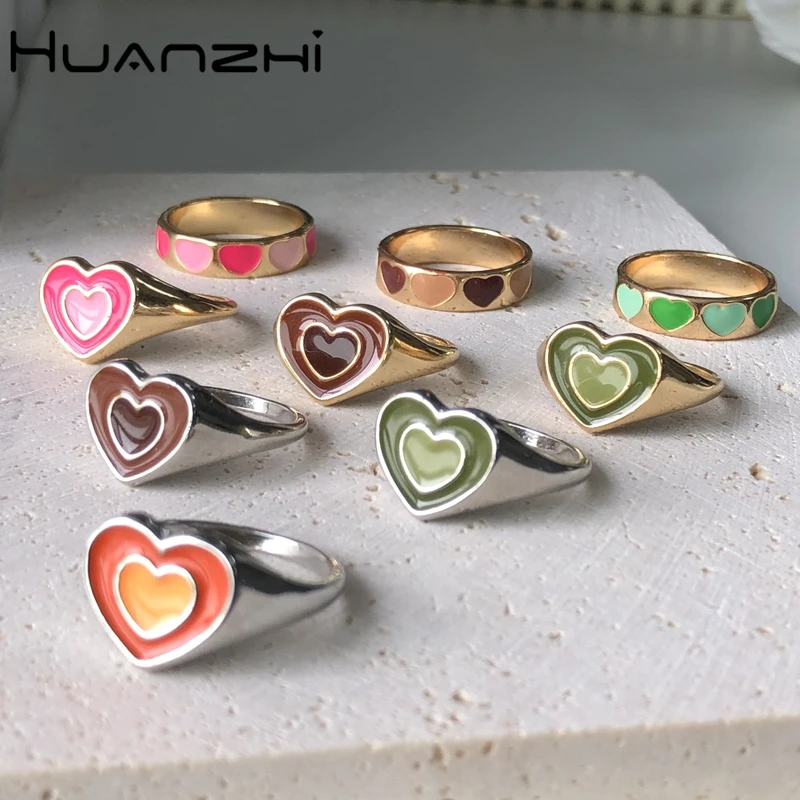 HUANZHI 2021 новые корейские Модные Винтажные двухслойные цветные капающие масляные