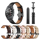Ремешок кожаный для Samsung Galaxy Watch 3 41 мм 45 мм, застежка-бабочка для Galaxy 42 мм 46 мм Gear S3 Classic, браслет для наручных часов