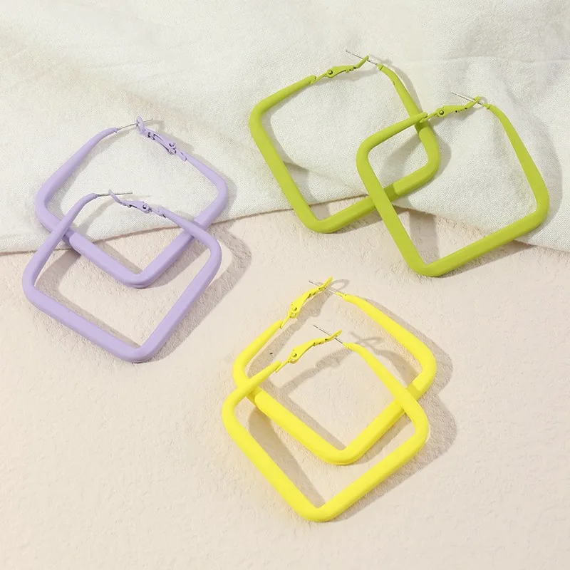

New Acrylic Big Exaggerated Round Square Big Hoop Earrings for Women Fashion Wild Ear Huggie Earrings Wedding Party Jewelry