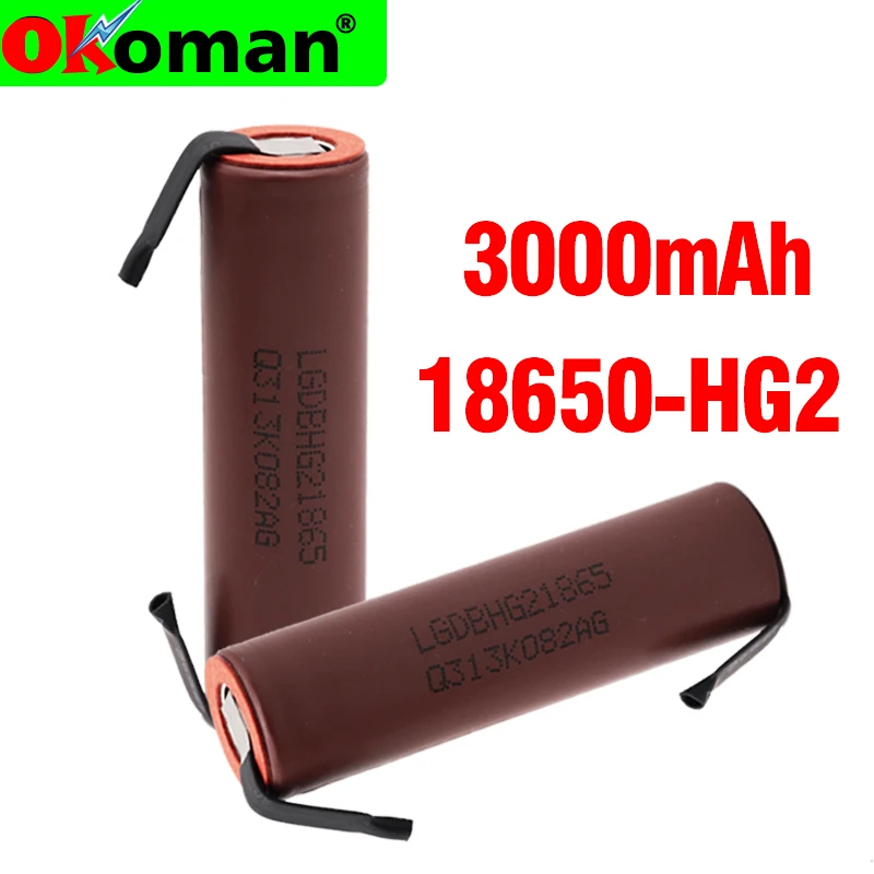 4 шт. оригинальный аккумулятор большой емкости HG2 18650 3000 мАч для мощный ток +