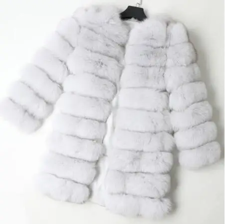 long coat 5 Женская мода осенний зимний стиль настоящая лисица пальто жилет тонкий круглый вырез зимний женский натуральный мех куртка пальто жилет - Цвет: long coat 5