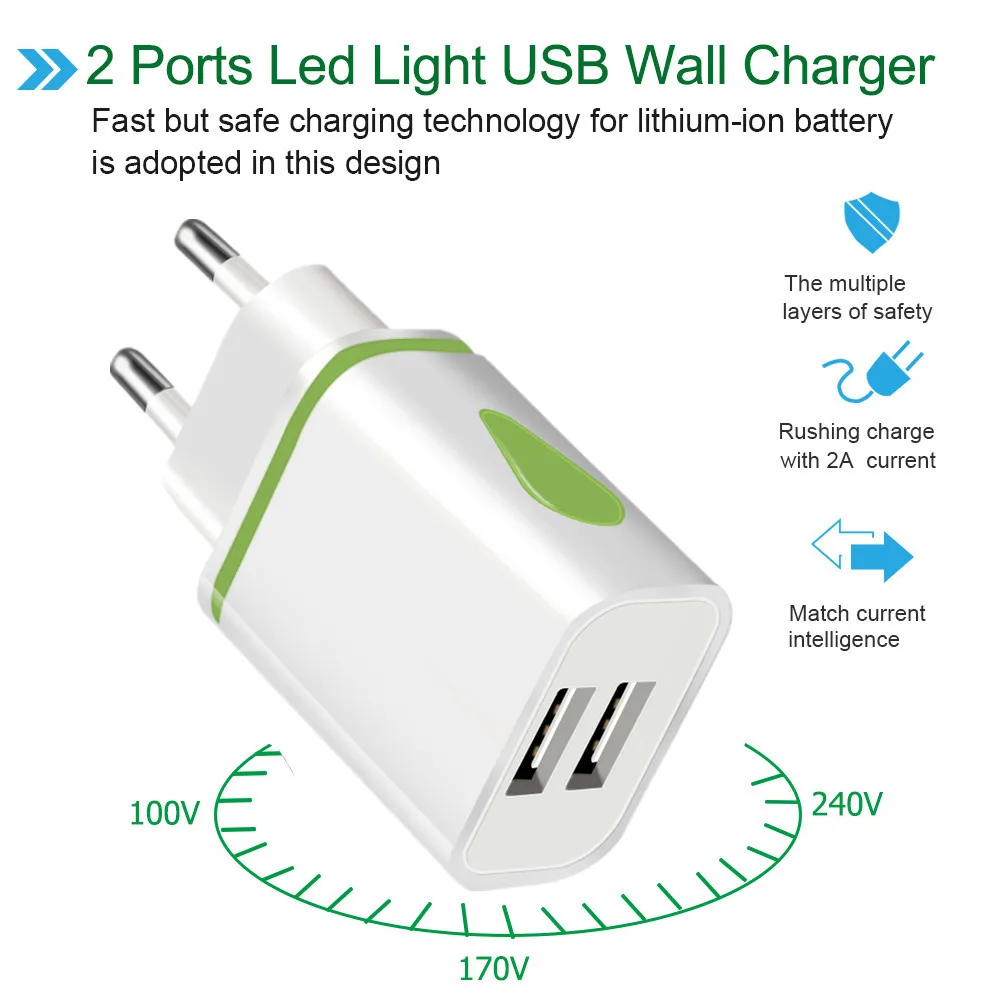 Зарядное устройство USB с двумя usb портами 5 В 2 А|Зарядные устройства для телефонов|