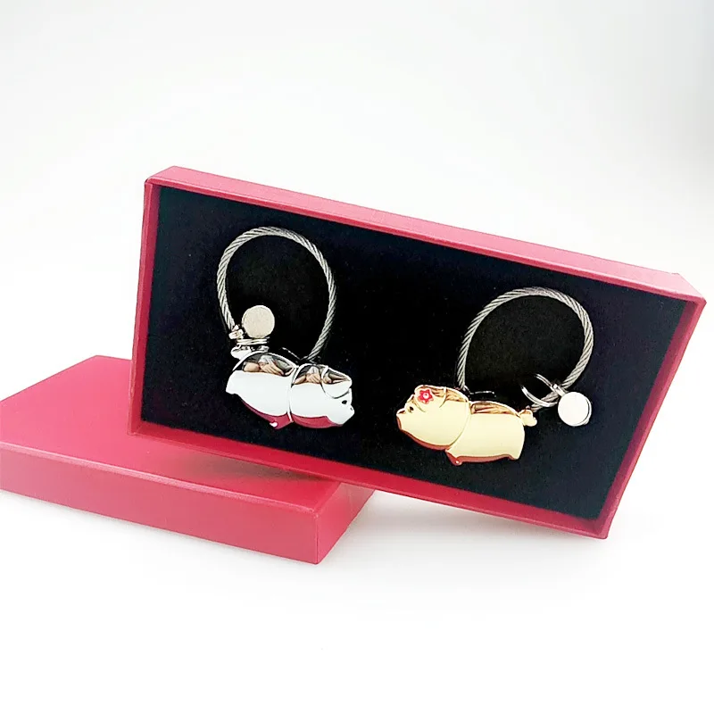 

Net Celebrity Couple Keychains Pendant Cute Kiss Piggy Key Rope One Kiss For A Lifetime Creative Gift With Magnet Key Ring