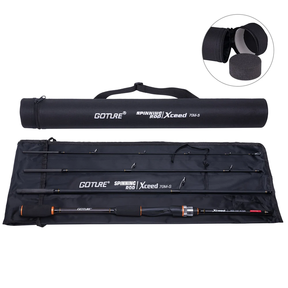 

Xceed Spinning Casting Carbon Fishing Rod 3.0M 2.7M 2.4M 2.1M 1.98M Light 4 Sections Travel Rods with Portable Bag
