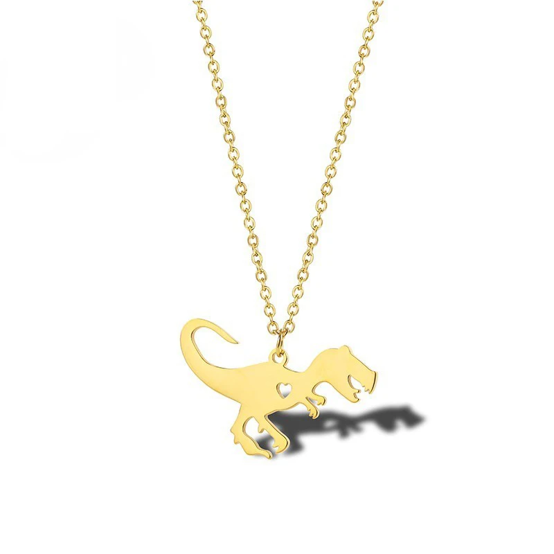 Gold Dinosaur Necklace In Stainless Steel Animal Necklace Jurassic Dinosaur Pendant Necklaces