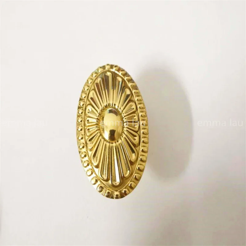 Овальные Твердые латунные ручки ручка для шкафа одно отверстие золотая