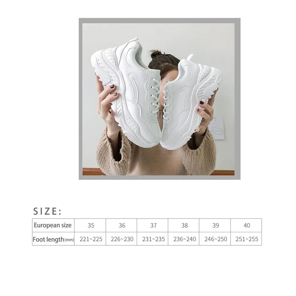 

2020 New White Girl Sneakers Fashion Thick Bottom Womens Platform Sneakers Casual Shoes Zapatos De Mujer Chunky Running Sneakers