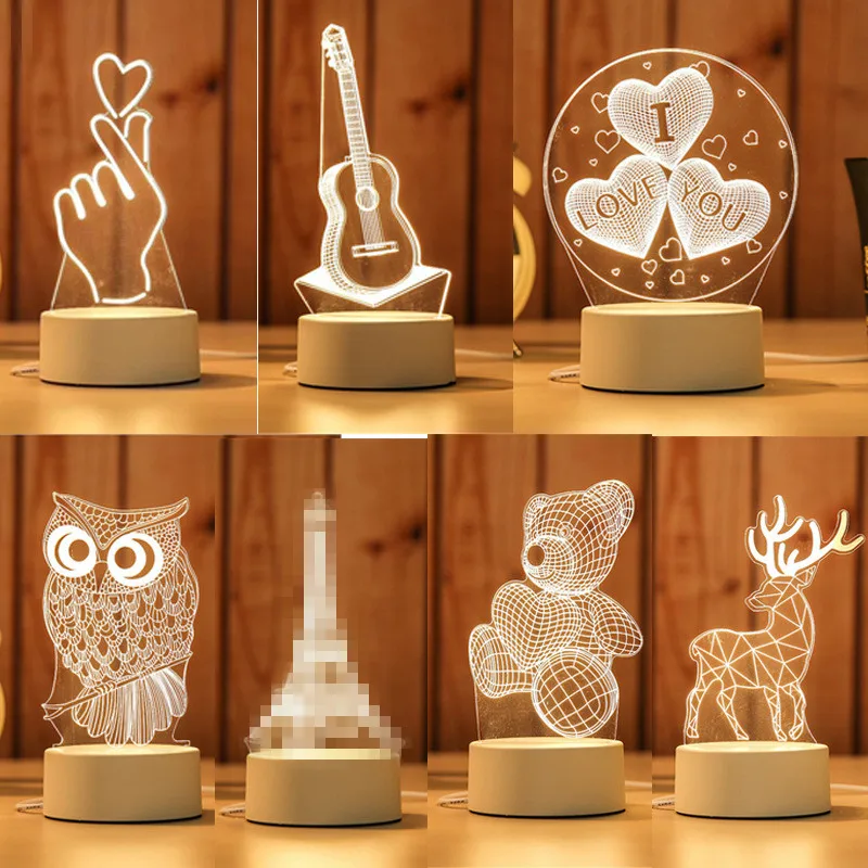 Gift for Girlfriend Boyfriend 3D Hologram Lamp USB Acrylic Lights Romantic Love Gift Anniversary Present Valentines Day Gift