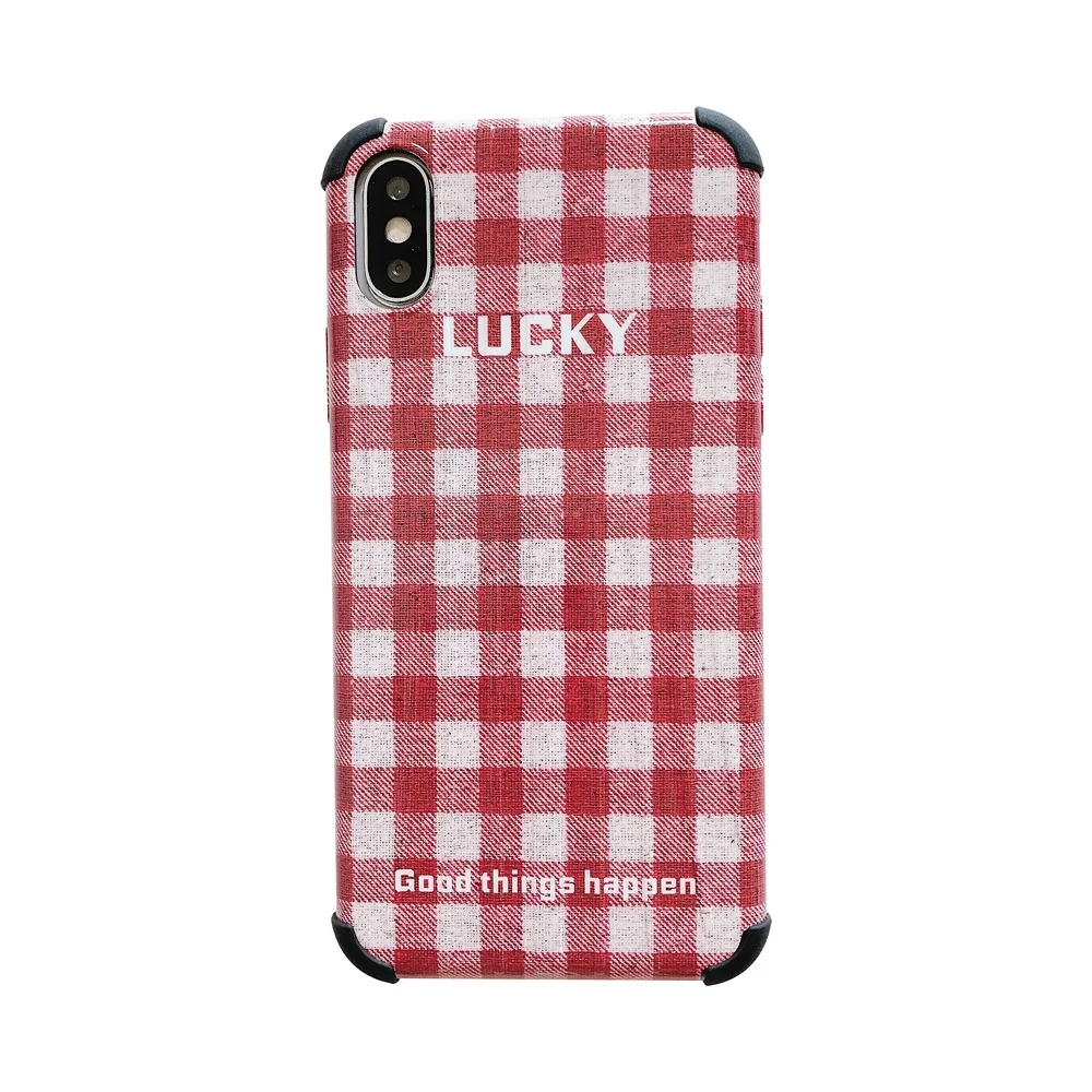 Lucky Красный Клетчатый силиконовый чехол для телефона iPhone 11 Pro XS MAX XR X