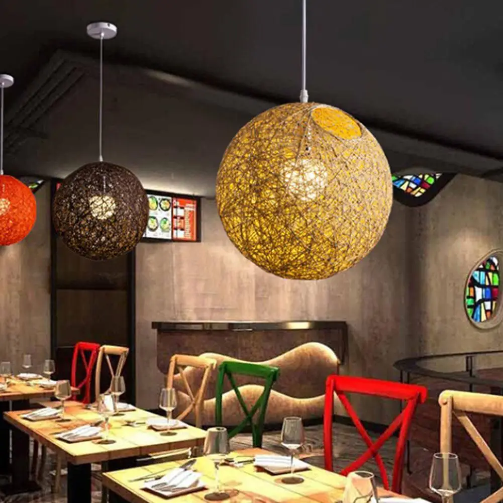 20cm Rattan Ball Lampshade Light Case Hanging Pendant with E27 Suspension Wire &amp Round Sucking Disk | Лампы и освещение