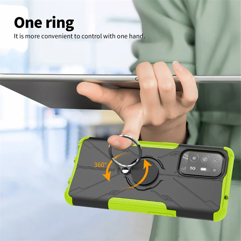 Phone Cover For OPPO A94 5G Case For OPPO A94 5G Capas PC Shockproof Stander Ring Magnetic Holder Cover ForOPPO A94 5G Fundas
