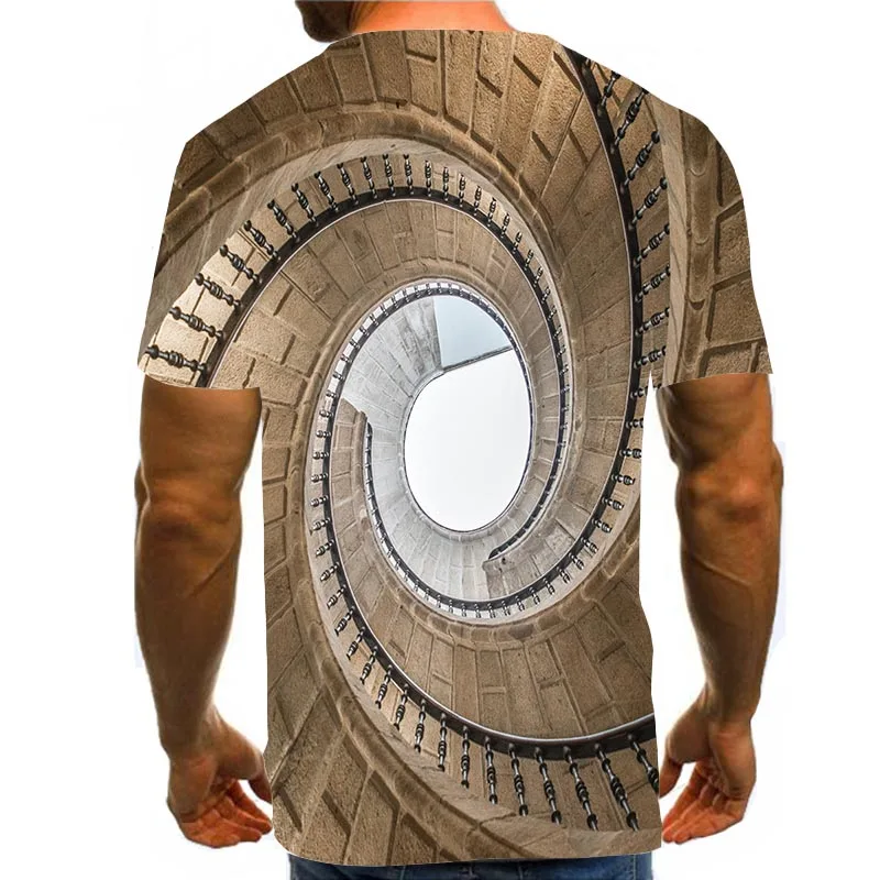 

Men Graphic T Shirts 3D Print Shirt Round Neck Summer Short Sleeve Daily Tops Abstract Tees Brown
