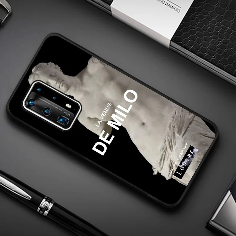 

Cool Black Phone Case For Huawei P20 P30 P40 P50 Pro Art Oil Painting Fundas Huawei P30 P40 P20 Lite Monla Lisa Art David Cases