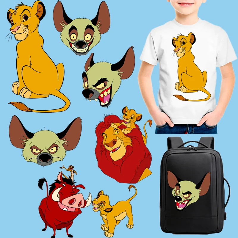 Картинки Король Лев на нашивках для одежды DIY футболка мальчика одежда школьная сумка Термонаклейки для украшения одежды.