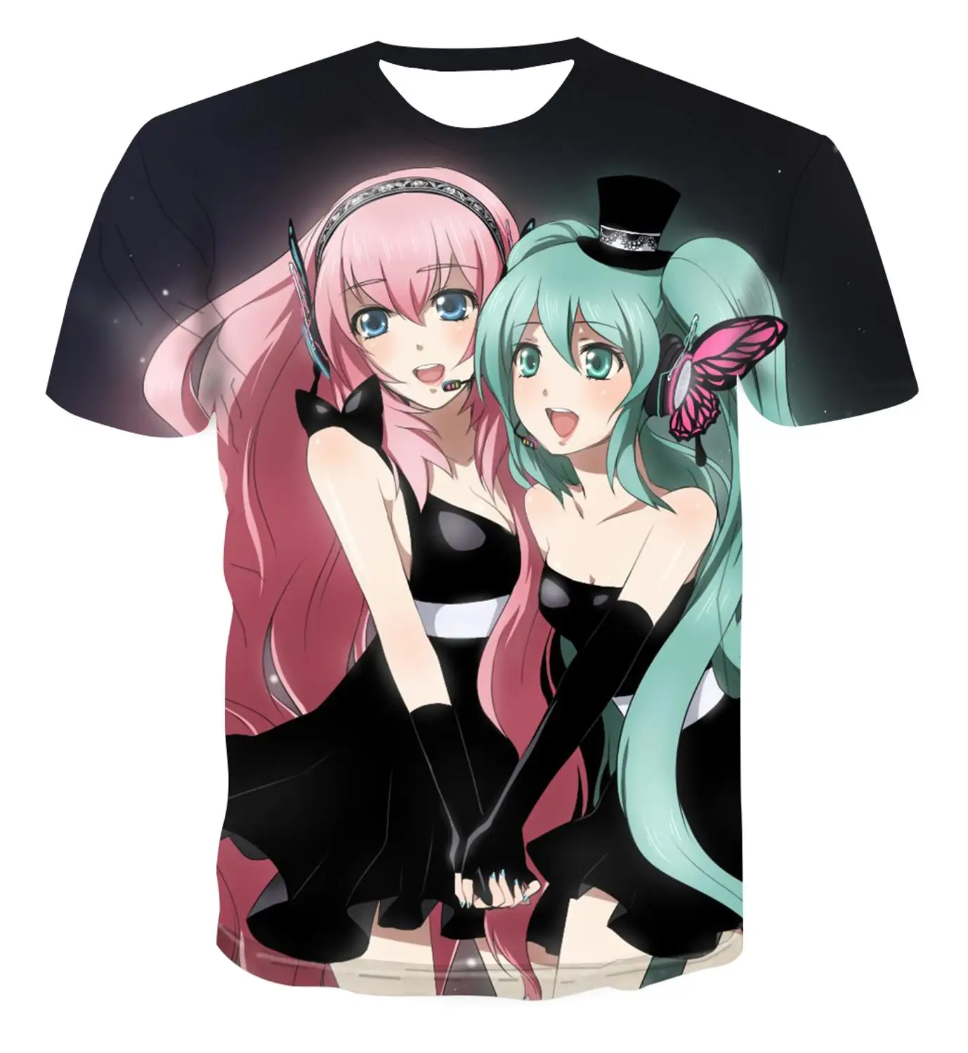 Футболка с 3D принтом Hatsune Miku для лета новая мужская Однотонная футболка разных