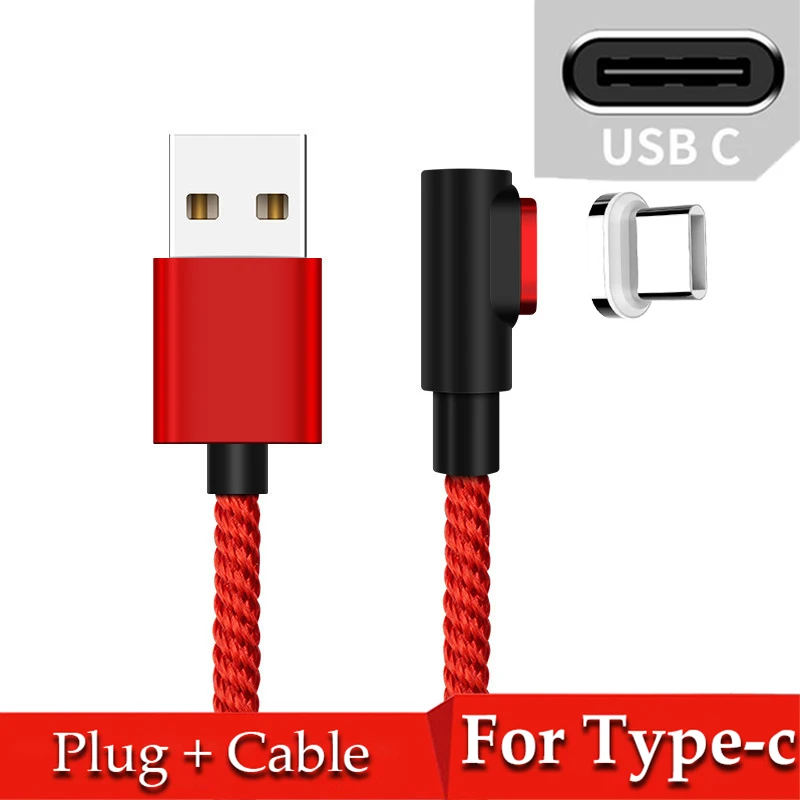 Магнитный Micro USB кабель 8 Pin USB C адаптер быстрой зарядки для iPhone Xiaomi huawei зарядное устройство Магнит Быстрой зарядки usb type C шнур - Цвет: Red For Type-c