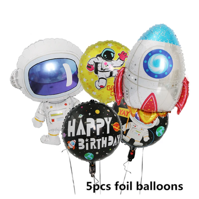 

5Set Astronaut Foil Balloons Outer Space Party Galaxy/Solar System Theme Party Boy Birthday Party Decorations Supplies Kids Ball