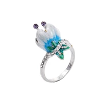 creative light luxury womens zircon flower modeling ring jewelry birthday holiday gifts popular wholesale