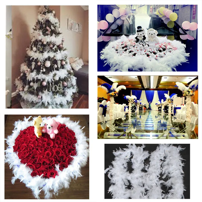 5 шт. 2 м Рождественская елка белое перо боа для дома вечерние лента гирлянда Декор