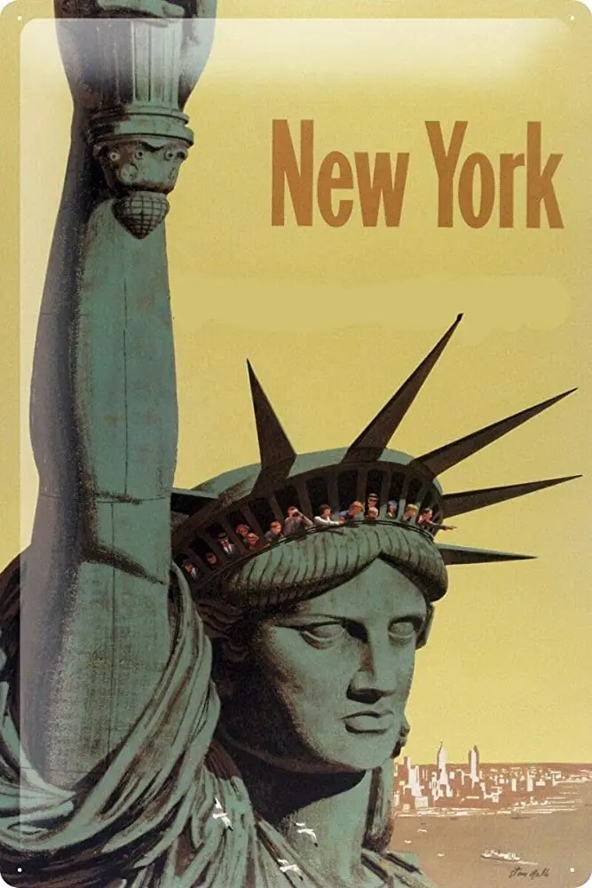 

Металлическая жестяная ретро-Статуя Свободы Нью-Йорк, 12x16 дюймов